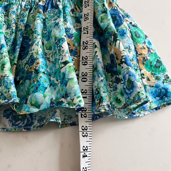 Zara Blue Floral Print Short Sleeve Smocked Square Neck Flare Mini Dress Size XS - Picture 11 of 11